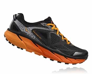 Mens Hoka CHALLENGER ATR 3 Trail Running Shoes - Black / Red Orange