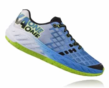 Mens Hoka CLAYTON Road Running Shoes - Bright Green / French Blue