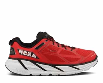 Mens Hoka CLIFTON Road Running Shoes - True Red / Black