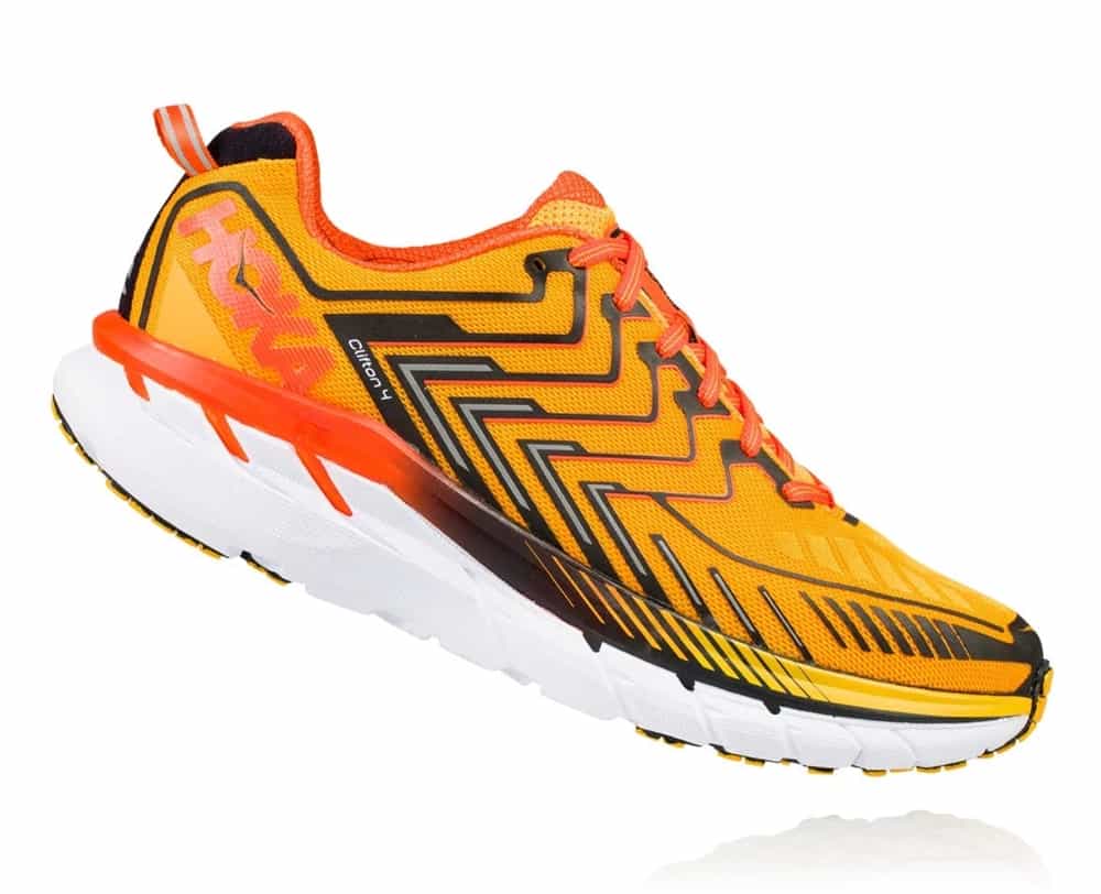 Men s Hoka CLIFTON 4 Road Running Shoes Saffron Red Orange Ultramarathon Running Store