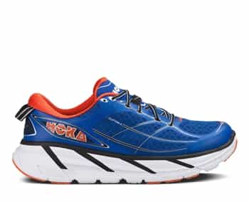 Mens Hoka CLIFTON 2 Road Running Shoes - True Blue / Orange Flash