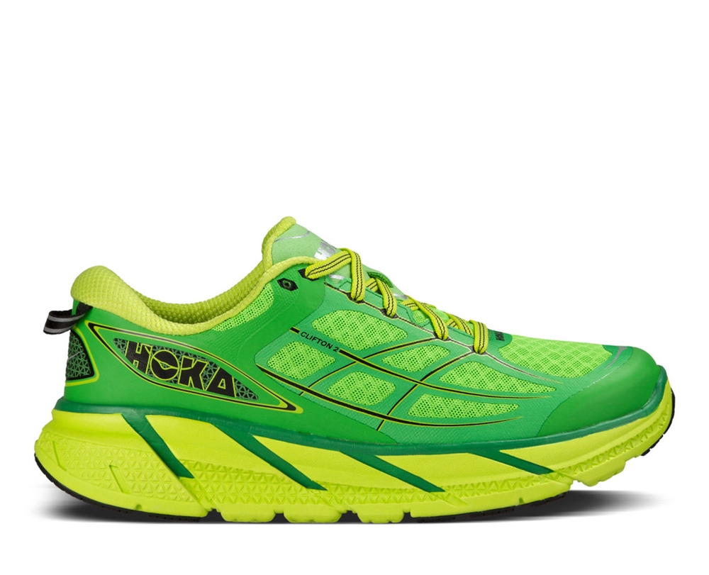 Men's Hoka CLIFTON 2 Road Running Shoes - Pure Green / Acid | Ultramarathon  Running Store