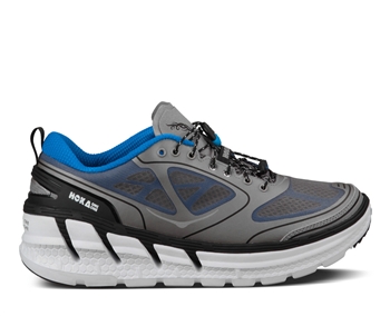 Mens Hoka CONQUEST TARMAC Road Running Shoes - Frost Grey / Blue / White