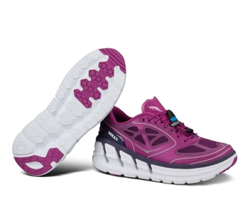 Womens Hoka CONQUEST TARMAC Road Running Shoes - Clover / Mulberry / White