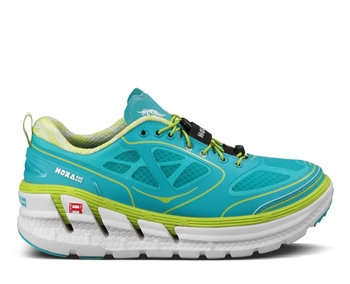 Womens Hoka CONQUEST TARMAC Road Running Shoes - Aqua / White / Acid