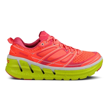 Womens Hoka CONQUEST 2 Road Running Shoes - Neon Coral / Citrus