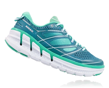 Womens Hoka CONQUEST 2 Road Running Shoes - Colonial Blue / Mint Leaf