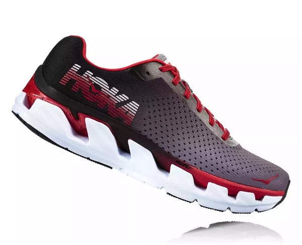 Mens Hoka ELEVON Fly Collection Road Running Shoes - Black / Racing Red