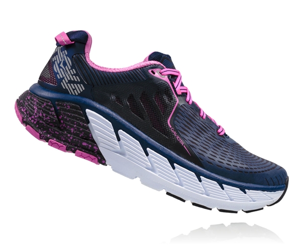 Womens Hoka GAVIOTA Road Running Shoes - Medieval Blue / Fuchsia