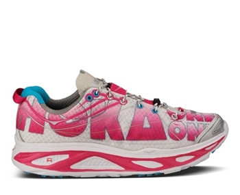 Womens Hoka HUAKA Road Running Shoes - White / Pink / Grey
