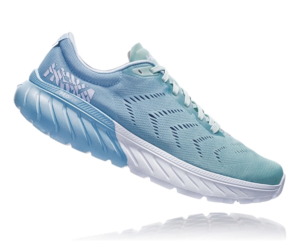 Womens Hoka One One MACH 2 road running shoes - Aquamarine / Lichen