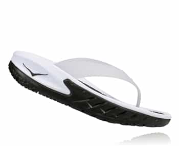 Mens Hoka ORA RECOVERY FLIP Trail Running Recovery Sandals - Black / White