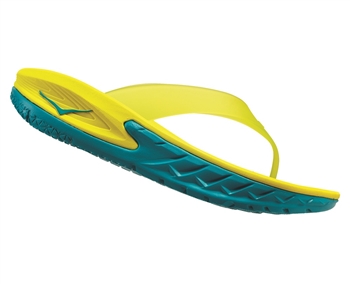 Mens Hoka ORA RECOVERY FLIP Trail Running Recovery Sandals - Caribbean Sea / Primrose