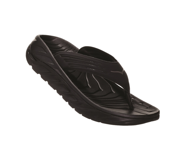 Mens Hoka ORA RECOVERY FLIP 2 trail running recovery flip-flop sandals - Black / Dark Gull Gray