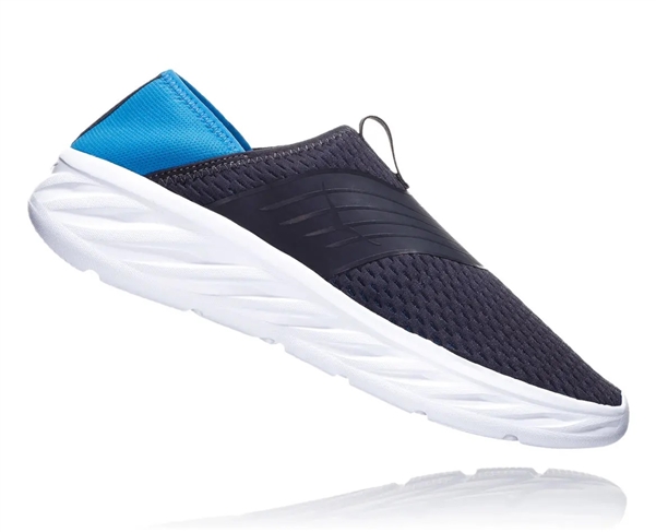 Mens Hoka ORA RECOVERY SHOE trail running recovery slip-on shoes - Ebony / Dresden Blue