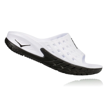 Mens Hoka ORA RECOVERY SLIDE Trail Running Recovery Sandals - Black / White