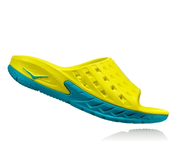 Mens Hoka ORA RECOVERY SLIDE Trail Running Recovery Sandals - Caribbean Sea / Primrose