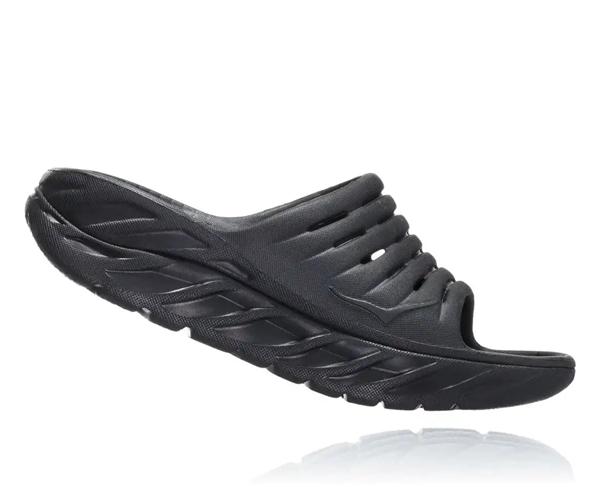 Mens Hoka ORA RECOVERY SLIDE 2 trail running recovery sandals - Black / Black