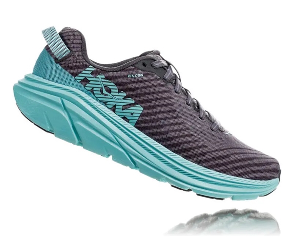 Womens Hoka One One RINCON Running Shoes - Charcoal Gray / Aqua Sky