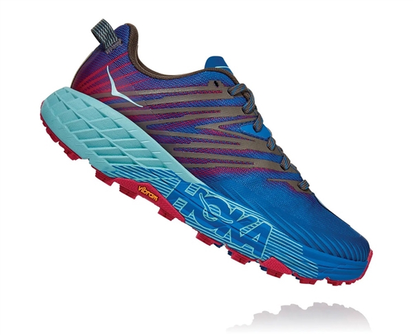 Womens Hoka SPEEDGOAT 4 Trail Running Shoes - Imperial Blue / Pink Peacock