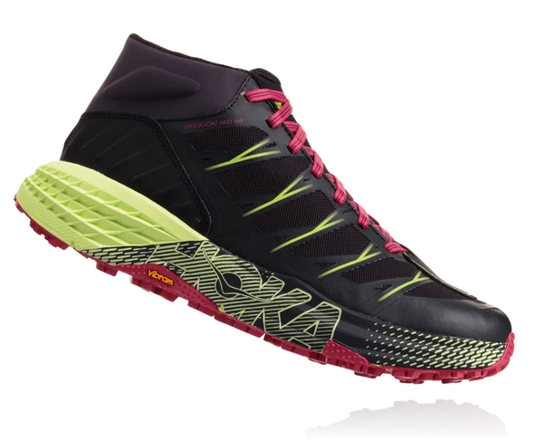 Womens Hoka SPEEDGOAT MD WP Waterproof Trail Running Shoes - Black / Nine Iron