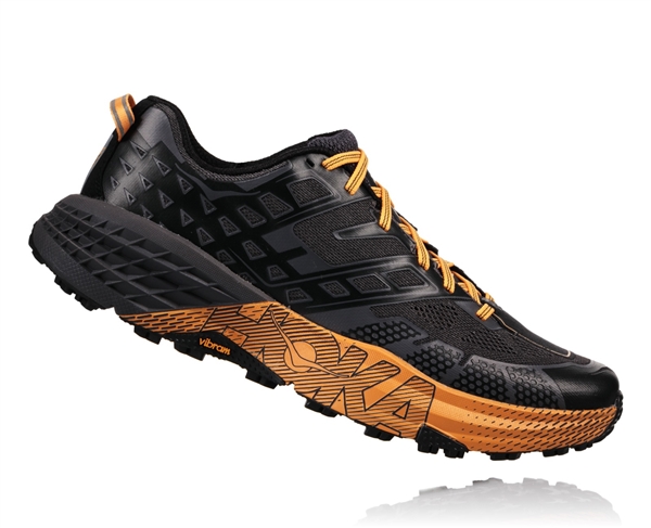Mens Hoka SPEEDGOAT 2 Trail Running Shoes - Black / Kumquat