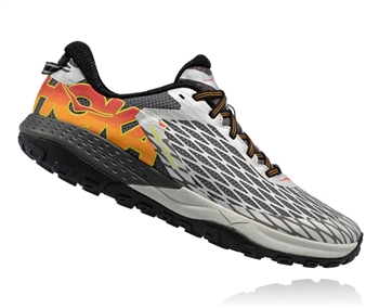 Mens Hoka SPEED INSTINCT Trail Running Shoes - Metallic Silver / Cayenne