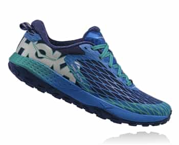 Mens Hoka SPEED INSTINCT Trail Running Shoes - Blue / Tropical Green