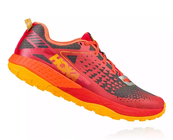 Mens Hoka SPEED INSTINCT 2 Trail Running Shoes - True Red / Red Orange