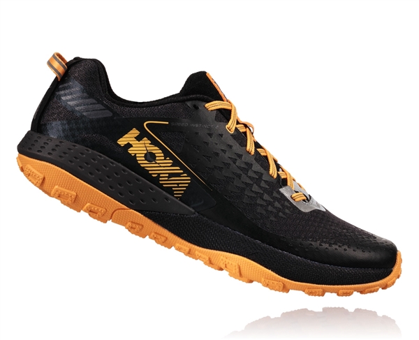 Mens Hoka SPEED INSTINCT 2 Trail Running Shoes - Black / Kumquat
