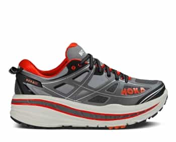 Mens Hoka STINSON 3 ATR Trail Running Shoes - Grey / Orange Flash