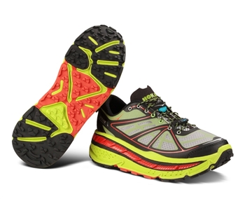 Mens Hoka STINSON ATR Trail Running Shoes - Lime / Black / Red