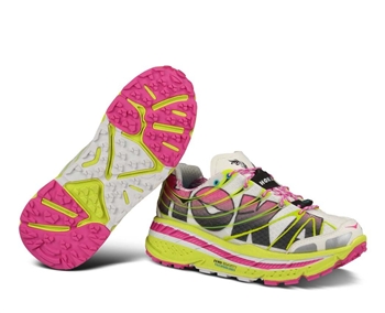 Womens Hoka STINSON TRAIL Running Shoes - Citrus / White / Fushia