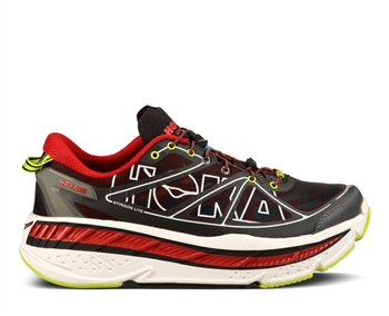 Mens Hoka STINSON LITE Road Running Shoes - Black / True Red