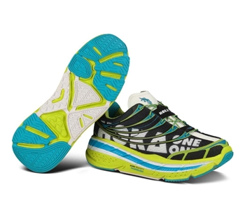 Mens Hoka STINSON TARMAC Road Running Shoes - Lime / Black / White