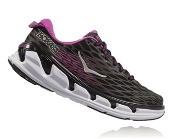 Womens Hoka VANQUISH 2 Road Running Shoes - Black / Fuchsia