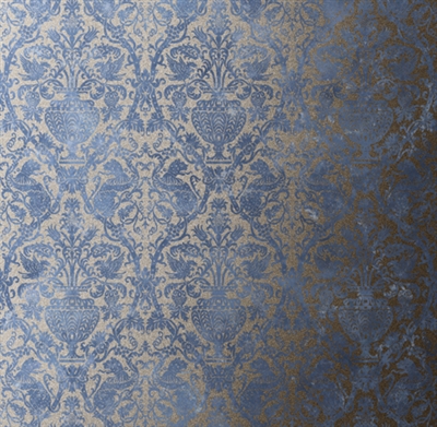 Rc-5706 Medici Champaign Silver On Azul Blue