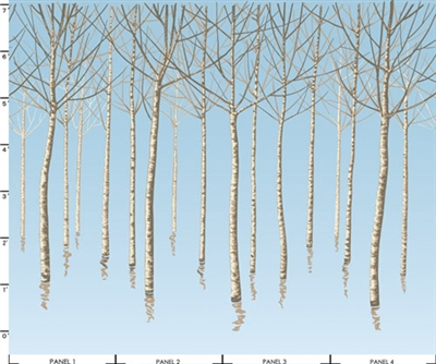 Rcm-2522 Birch Trees Birch Tones On Pale Blue