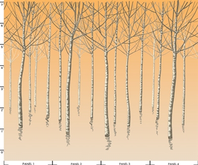Rcm-2523 Birch Trees Birch Tones On Salmon