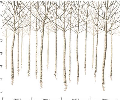 Rcm-2524 4 Panel Set Birch Trees Birch Tones On White