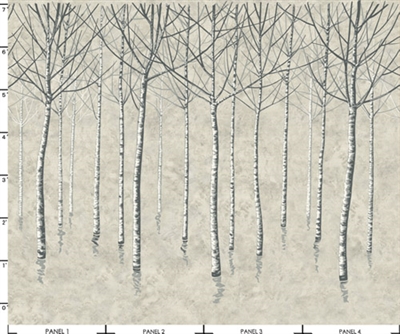 Rcm-2525 Birch Trees Charcoal Tones On Warm Silver