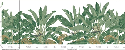 Rcm-2541 Giant Strelitzia, 6 Panel Set Natural Green On White