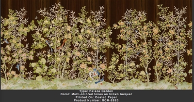 Rcm-2620 Palace Garden Multi-Colored Tones On Coromandel Brown Lacquer