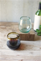 Stemless Wine Glasses with Amber Rims: Set of 6