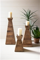 Recycled Wood Candle Towers: Set of 3