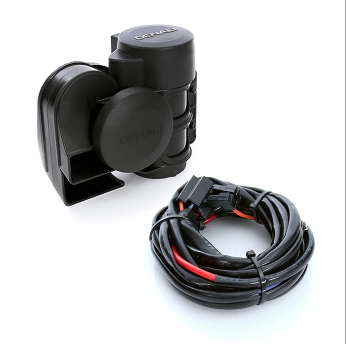 DENALI SoundBomb Compact Dual-Tone Motorcycle Air Horn Kit | Horn & Wiring Harness