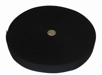 Black Non-Roll Ribbed Elastic Roll