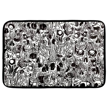 SOURPUSS Melting Skulls Bath Mat Rug [BLACK/WHITE]