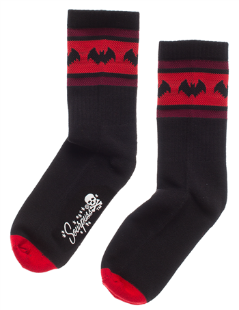 Sourpuss Bat Stripe Crew Socks