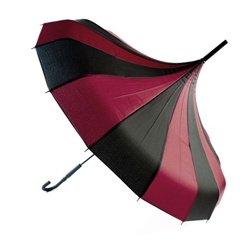 SOURPUSS Pagoda Umbrella Parasol - Black/Burgundy